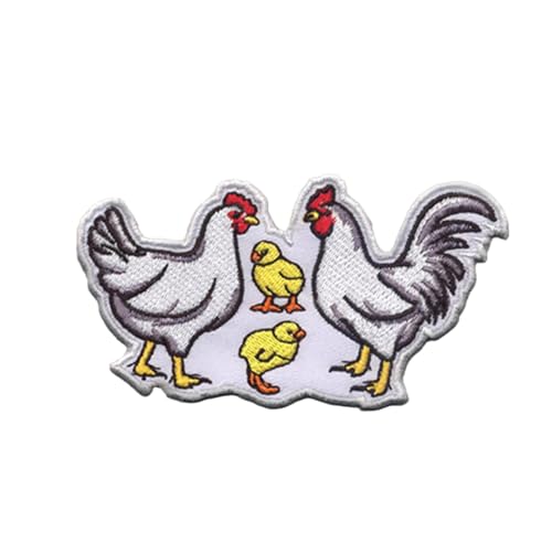 DigitEMB Chicken Patch, Hen and Chicks Iron On Embroidered Applique