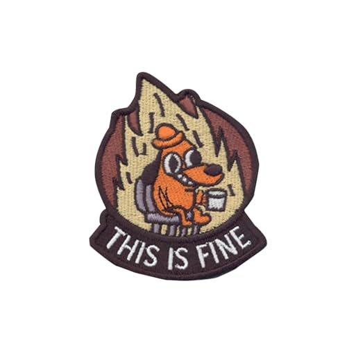 DigitEMB This is Fine Patch, Funny Dog Meme Iron On Embroidered Badge