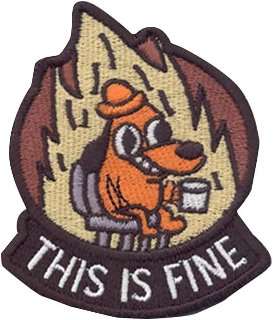 DigitEMB This is Fine Funny Morale Patch Hook and Loop Backing 3 Inch