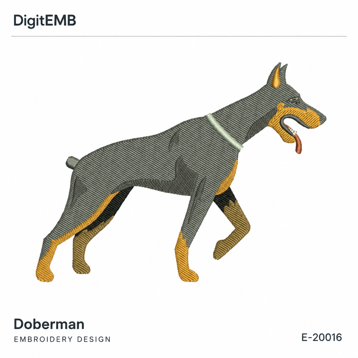 Illustrative preview of Doberman Embroidery Design.