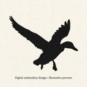 Illustrative preview of Flying Duck Silhouette Embroidery Design.
