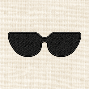 Digital embroidery mockup of Black Sunglasses Silhouette Embroidery Design; illustrative preview.