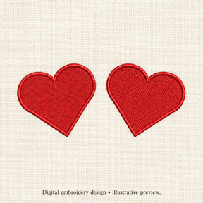 Illustrative preview of Side-by-Side Red Hearts Embroidery Design.