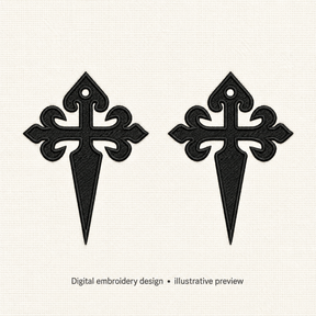 Illustrative preview of Decorative Cross Pair Embroidery Design.