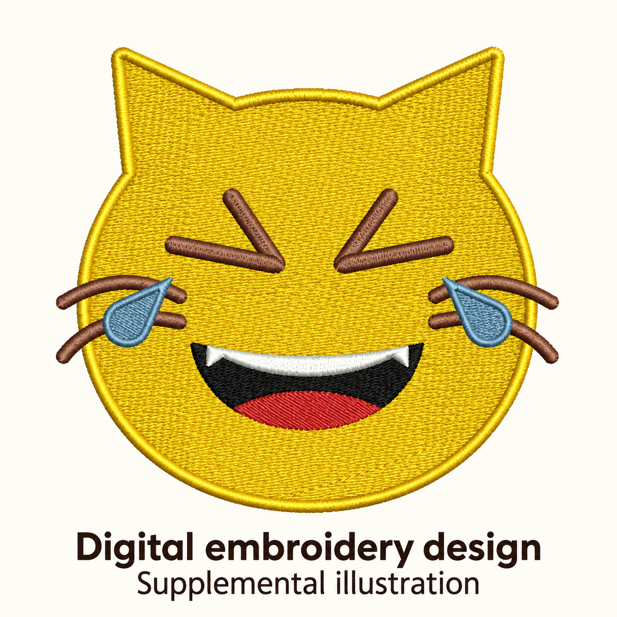 Illustrative preview of Laughing Cat with Tears Embroidery Design.