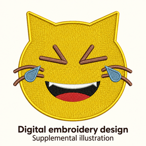 Illustrative preview of Laughing Cat with Tears Embroidery Design.