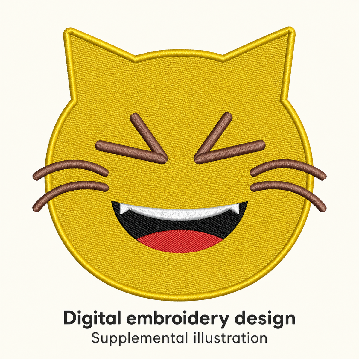Illustrative preview of Laughing Cat Face Embroidery Design.