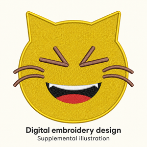 Illustrative preview of Laughing Cat Face Embroidery Design.