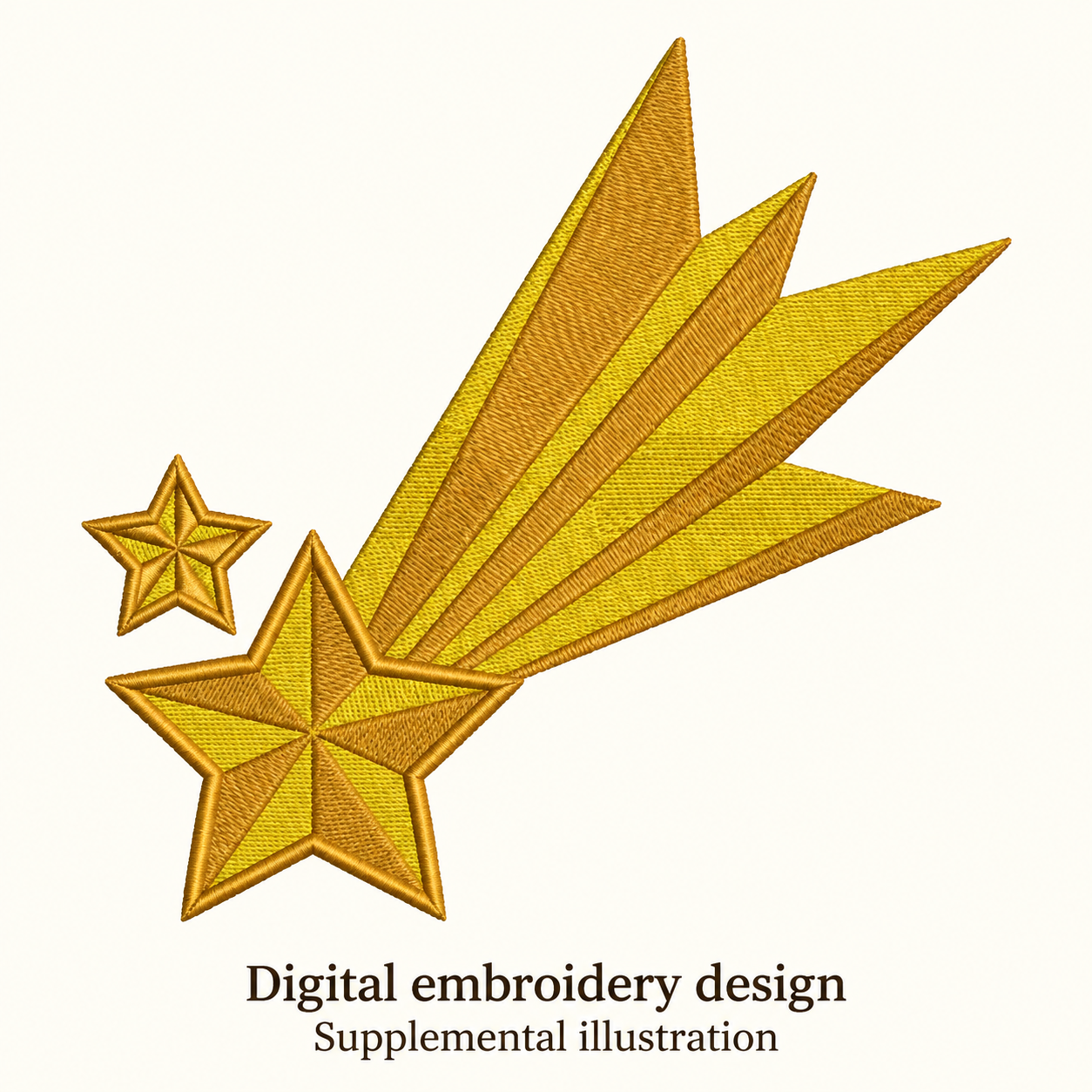 Illustrative preview of Gold Shooting Stars Embroidery Design.