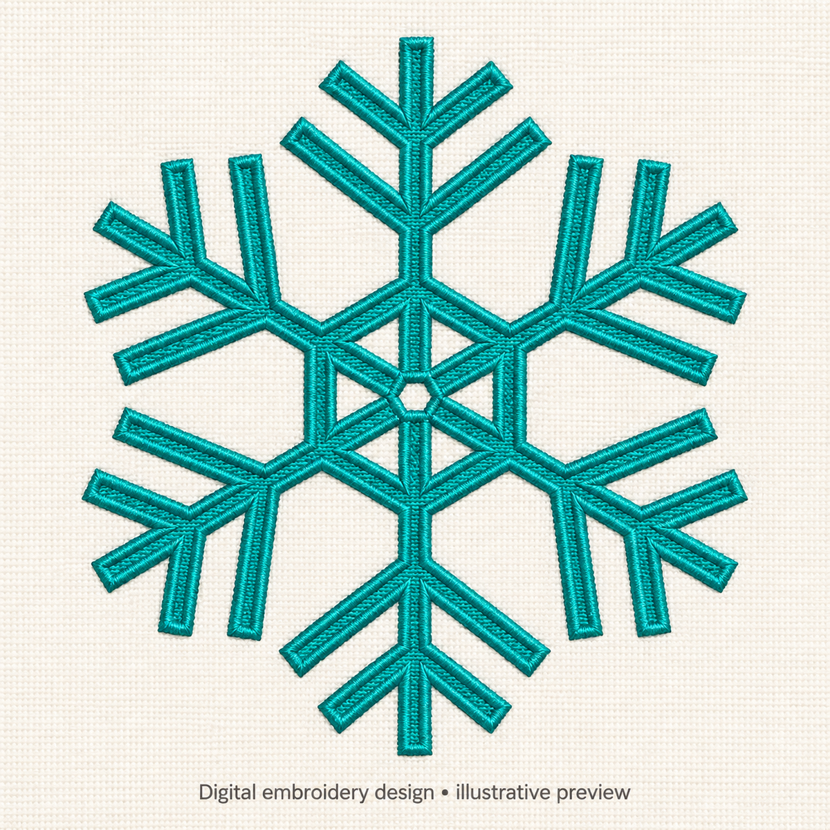 Illustrative preview of Turquoise Snowflake Embroidery Design.