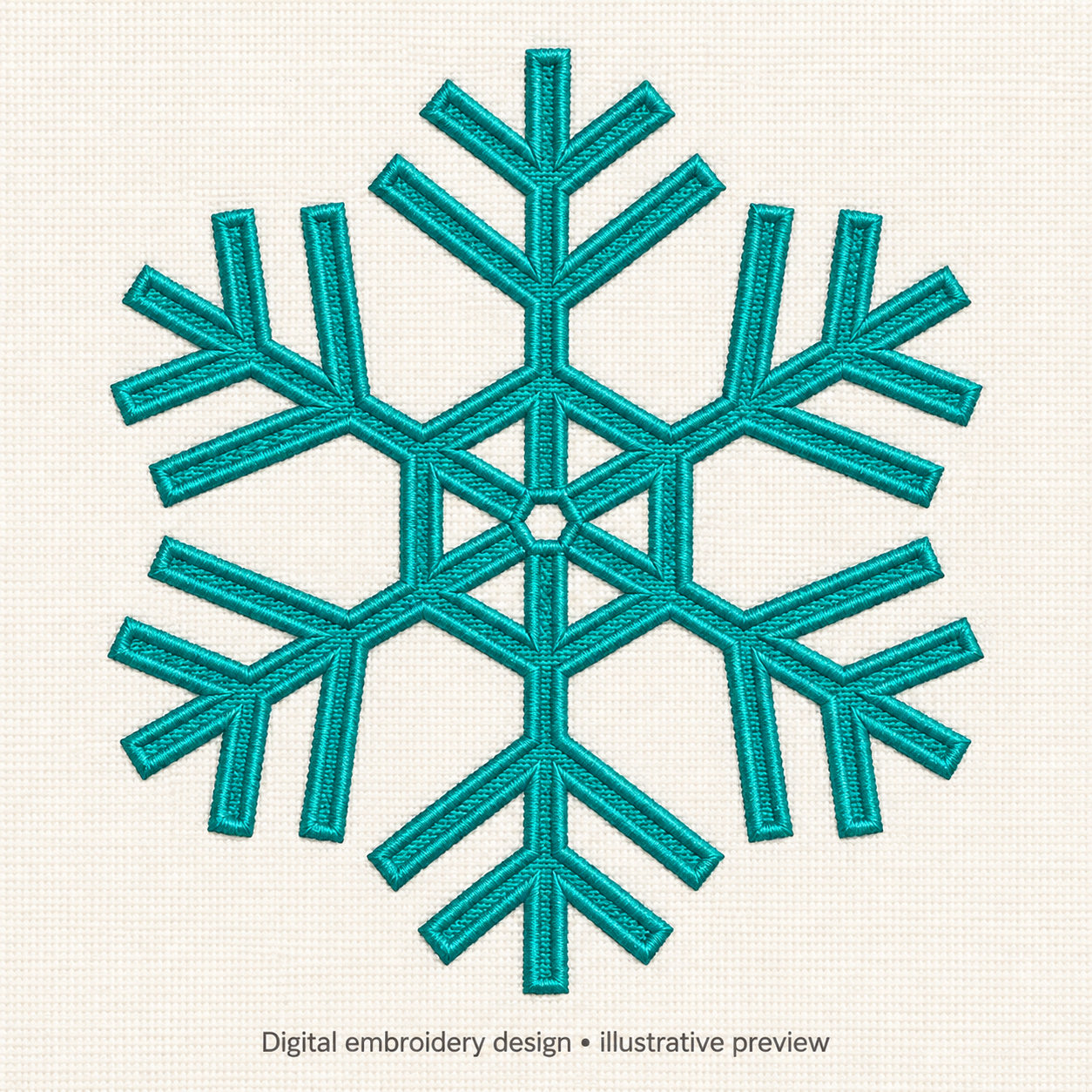 Illustrative preview of Turquoise Snowflake Embroidery Design.
