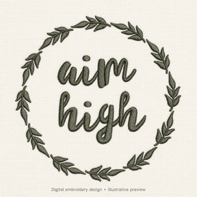 Illustrative preview of Aim High Leaf Wreath Embroidery Design.
