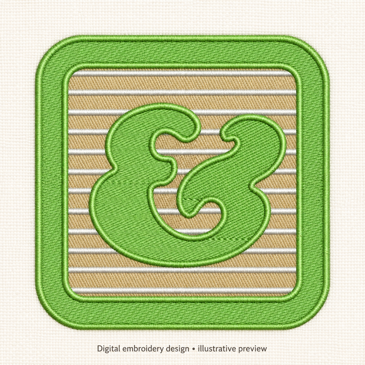 Illustrative preview of Green Ampersand Block Embroidery Design.