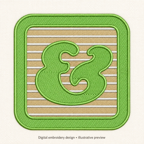 Illustrative preview of Green Ampersand Block Embroidery Design.