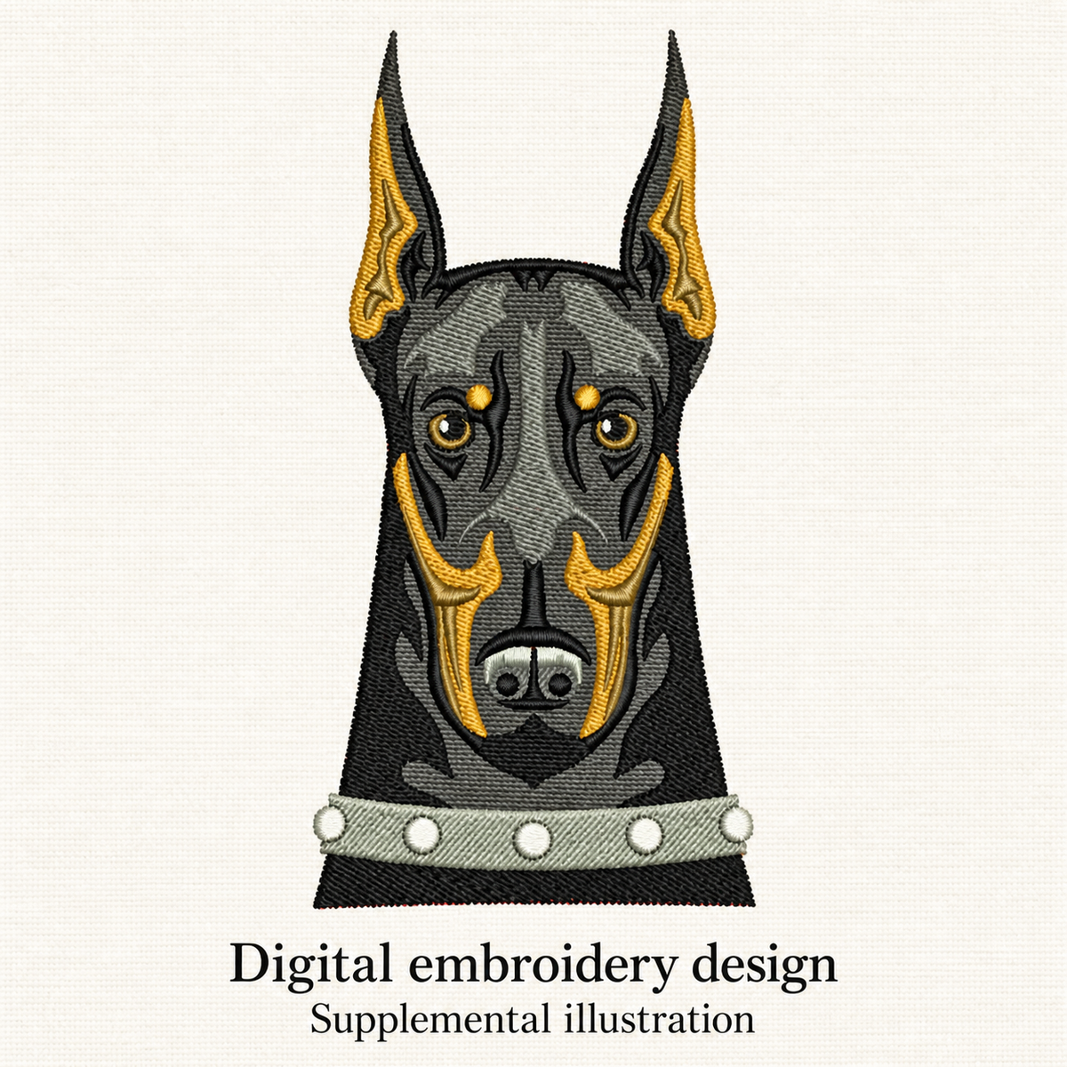 Illustrative preview of Doberman Face Embroidery Design.