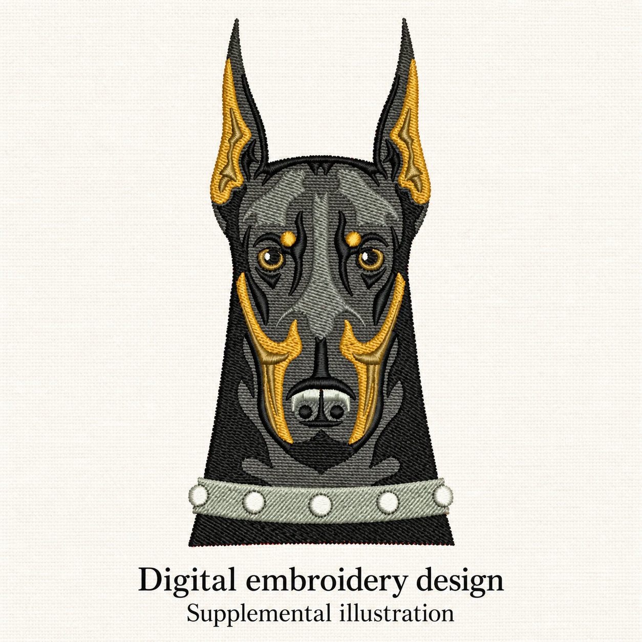 Illustrative preview of Doberman Face Embroidery Design.