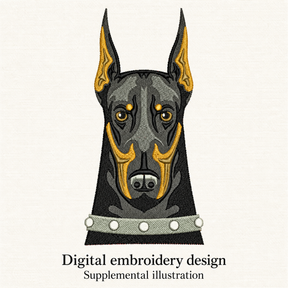 Illustrative preview of Doberman Face Embroidery Design.
