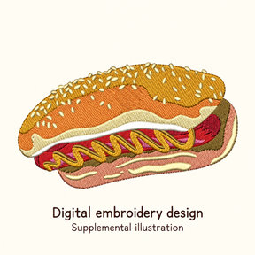 Illustrative preview of Hot Dog Embroidery Design.