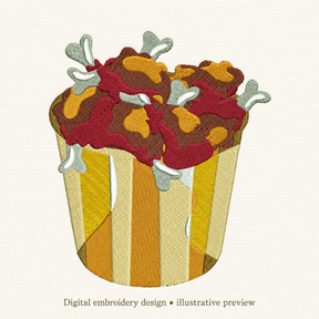 Illustrative preview of Fried Chicken Bucket Embroidery Design.