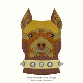 Illustrative preview of Brown Pitbull Face Embroidery Design.