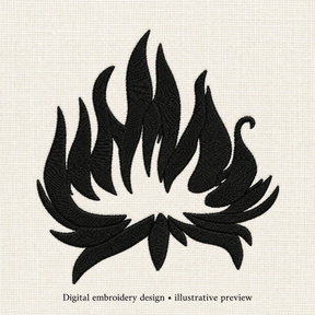 Illustrative preview of Black Flame Silhouette Embroidery Design.