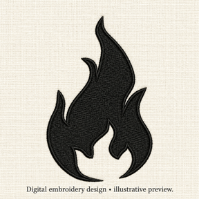 Illustrative preview of Tall Black Flame Embroidery Design.