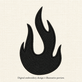 Illustrative preview of Rounded Black Flame Embroidery Design.