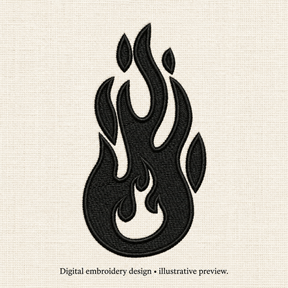 Illustrative preview of Black Flame and Sparks Embroidery Design.