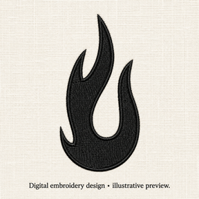 Illustrative preview of Curved Black Flame Embroidery Design.