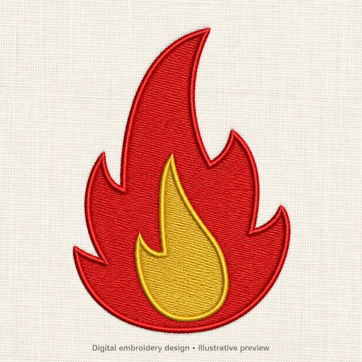 Illustrative preview of Red and Yellow Flame Embroidery Design.
