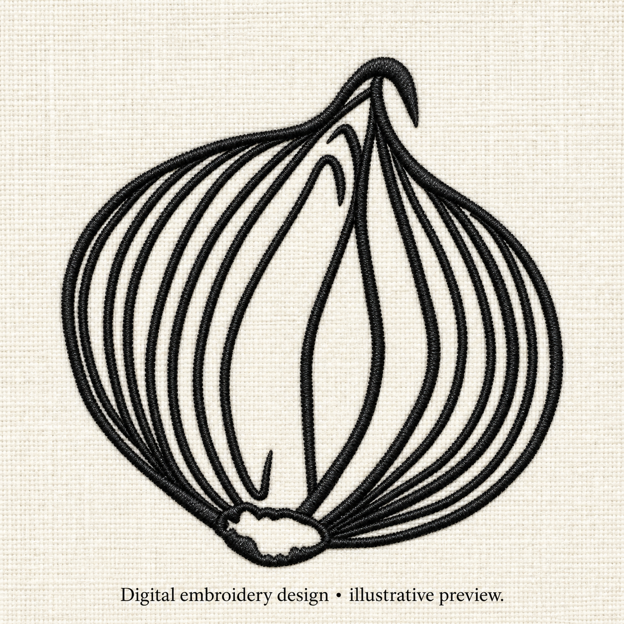 Illustrative preview of Onion Outline Embroidery Design.