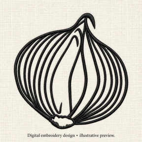 Illustrative preview of Onion Outline Embroidery Design.