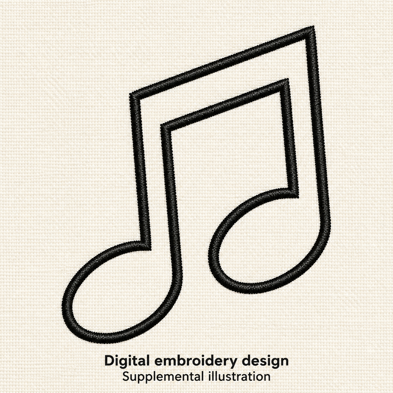 Illustrative preview of Outlined Music Notes Embroidery Design.