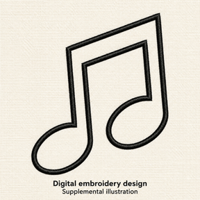 Illustrative preview of Outlined Music Notes Embroidery Design.