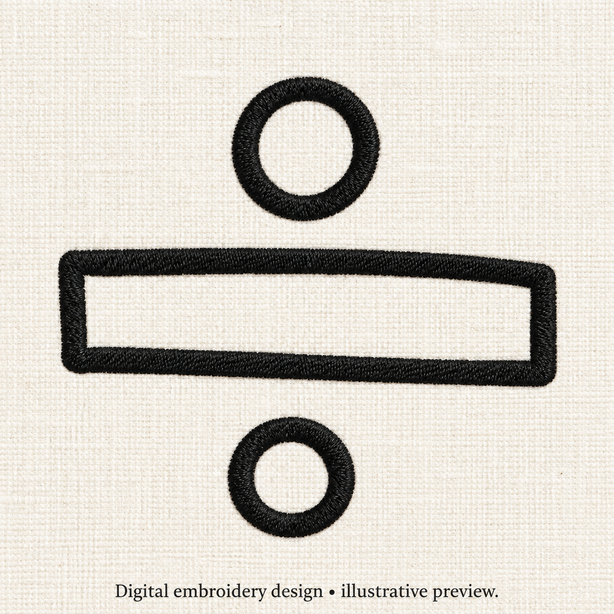 Illustrative preview of Division Symbol Outline Embroidery Design.