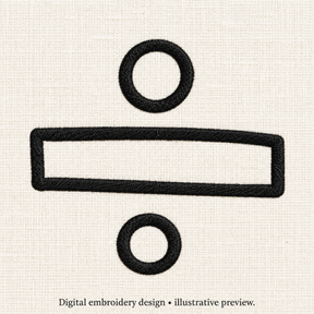Illustrative preview of Division Symbol Outline Embroidery Design.
