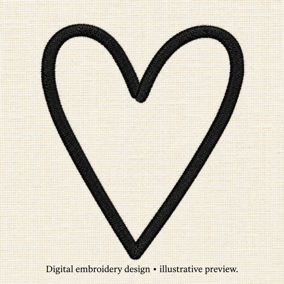 Illustrative preview of Tall Heart Outline Embroidery Design.