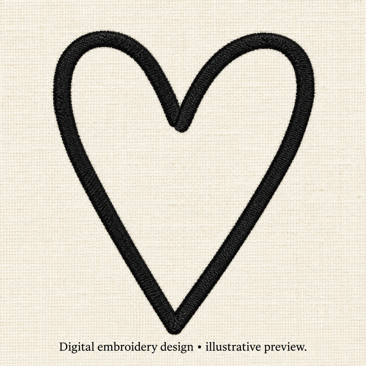 Illustrative preview of Tall Heart Outline Embroidery Design.