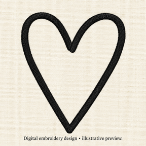 Illustrative preview of Tall Heart Outline Embroidery Design.