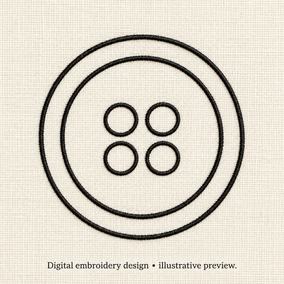 Illustrative preview of Four-Hole Button Outline Embroidery Design.