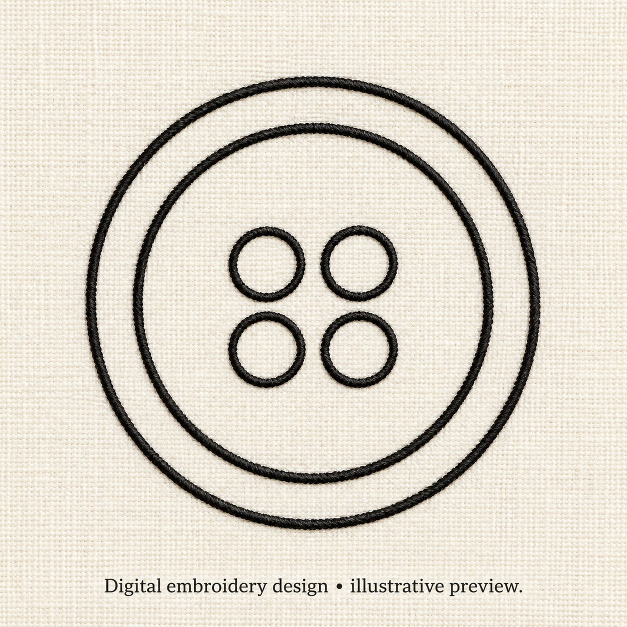 Illustrative preview of Four-Hole Button Outline Embroidery Design.