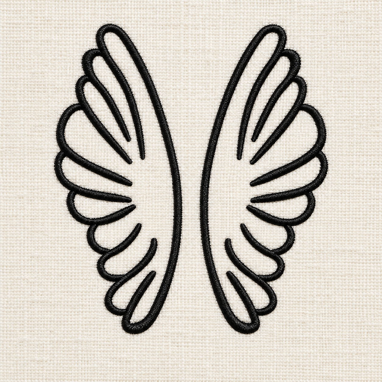 Illustrative preview of Upright Wing Pair Outline Embroidery Design.