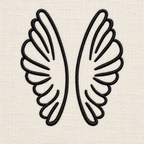 Illustrative preview of Upright Wing Pair Outline Embroidery Design.