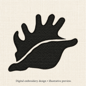 Illustrative preview of Spiked Seashell Silhouette Embroidery Design.