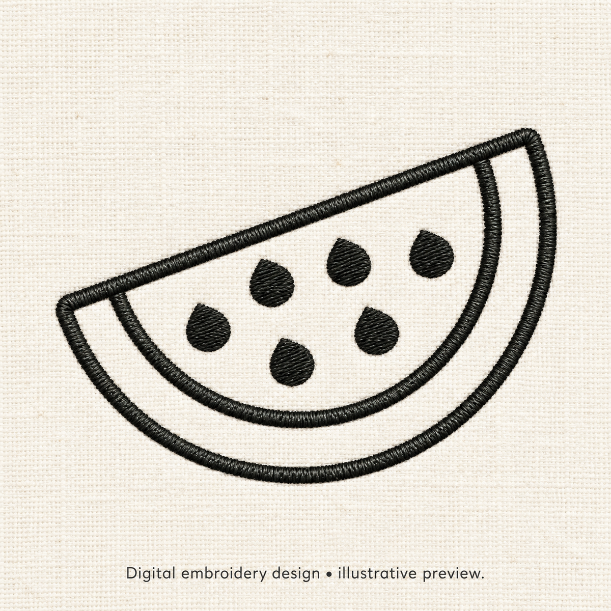 Illustrative preview of Watermelon Slice Outline Embroidery Design.