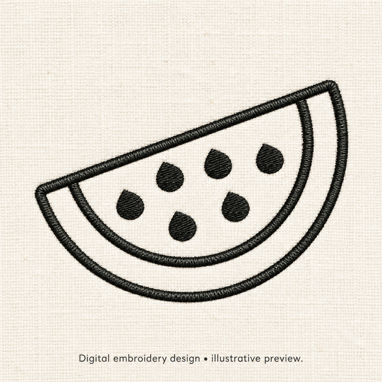 Illustrative preview of Watermelon Slice Outline Embroidery Design.