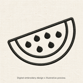 Illustrative preview of Watermelon Slice Outline Embroidery Design.