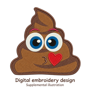 Illustrative preview of Kissing Poo Emoji Embroidery Design.