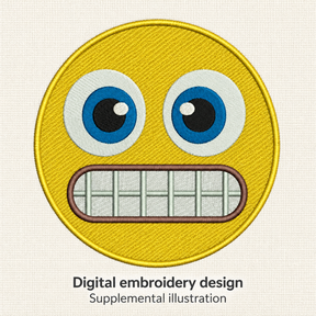 Illustrative preview of Grimacing Teeth Emoji Embroidery Design.
