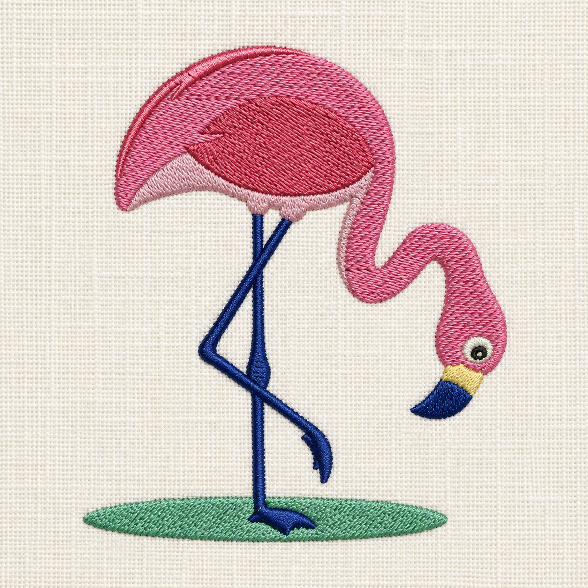 Illustrative preview of Bending Pink Flamingo Embroidery Design.